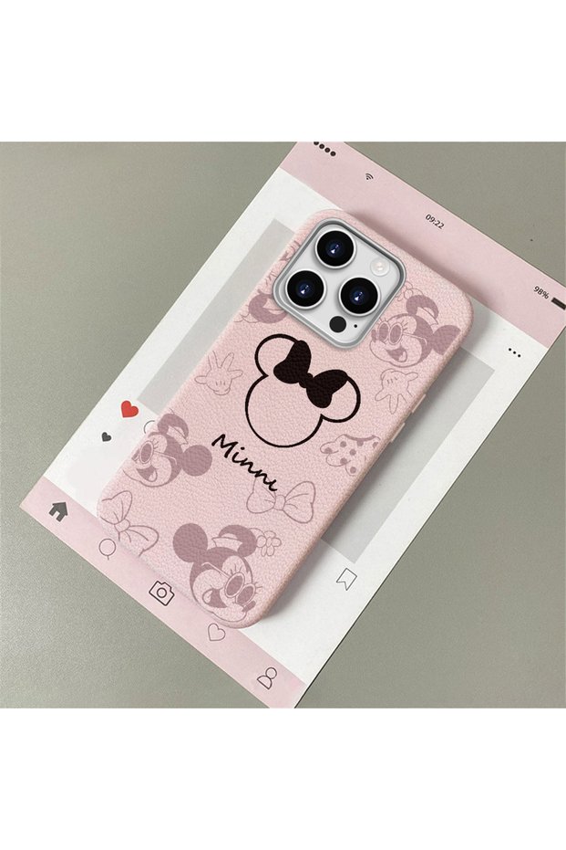 iPhone 12 Pro Compatible Leather Texture Anti-Fall Soft Silicone Phone Case Minnie