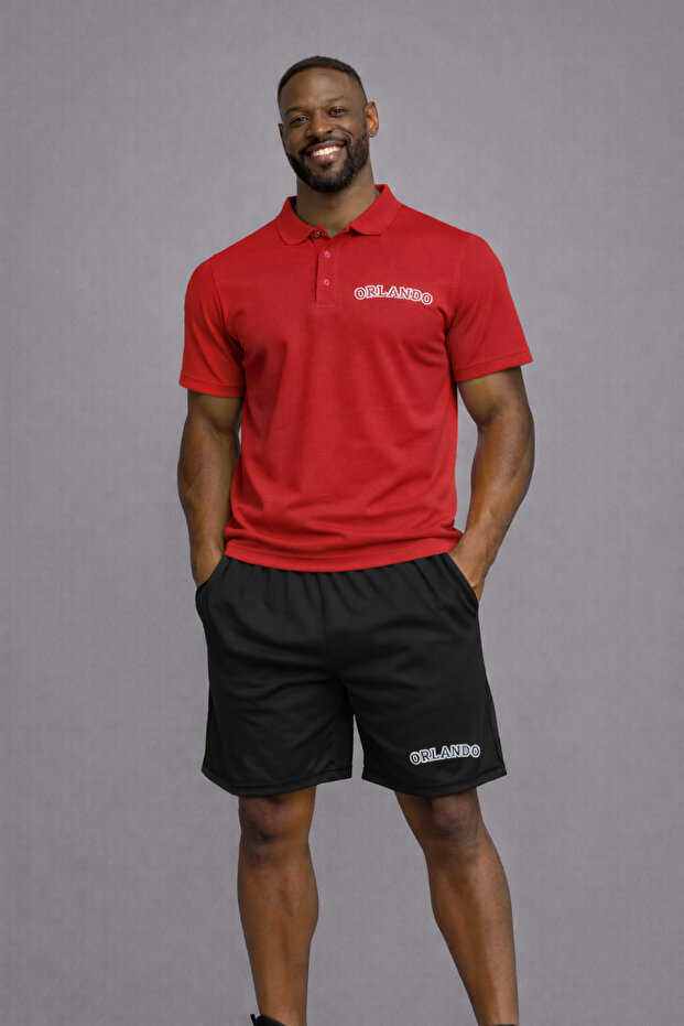 Men's Orlando Printed Polo Neck Shorts Set