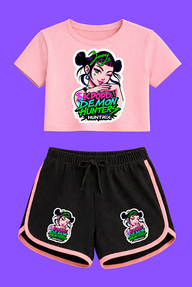 K-Pop Demon Hunters Huntirx Printed Crop-Shorts Set
