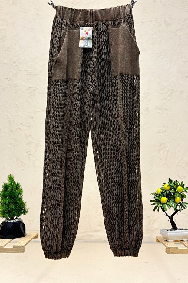 Lined mesh leg elastic organic pants