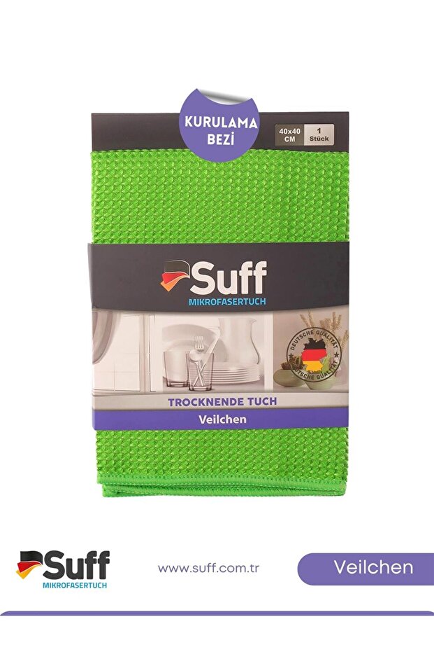 Veilchen Cam Microfiber Cloth Highly Absorbent Multi-Purpose Glass Drying Cloth 40X40 cm Green