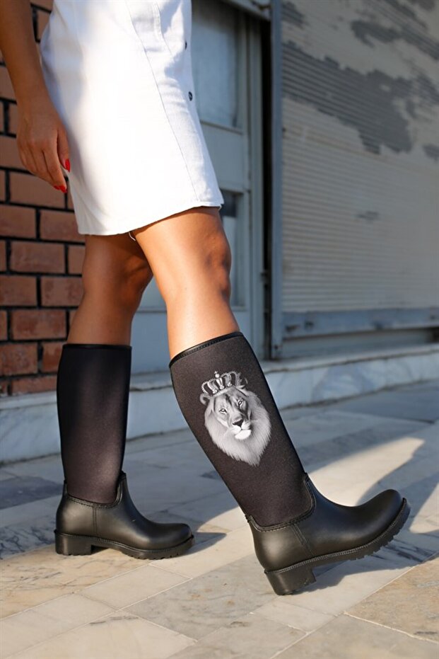 Aslan Printed Waterproof Women's Rain Boots - Gray