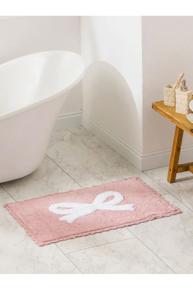 Lcw Home Pink Bow Printed Plush Bath Mat 50X80 cm - 1
