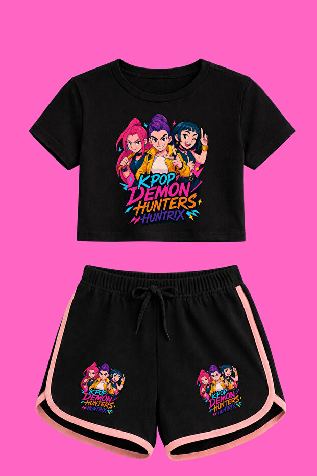 مجموعة K-Pop Demon Hunters Huntirx مطبوع Crop-Shorts