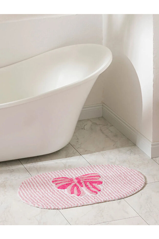 Lcw Home Mixed Bow Printed Plush Bath Mat 50X80 cm - 1