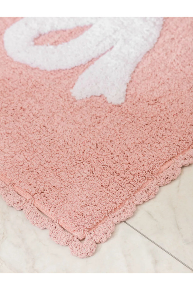 Lcw Home Pink Bow Printed Plush Bath Mat 50X80 cm - 2