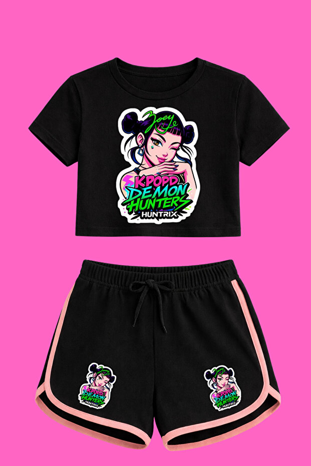 K-Pop Demon Hunters Huntirx Printed Crop-Shorts Set