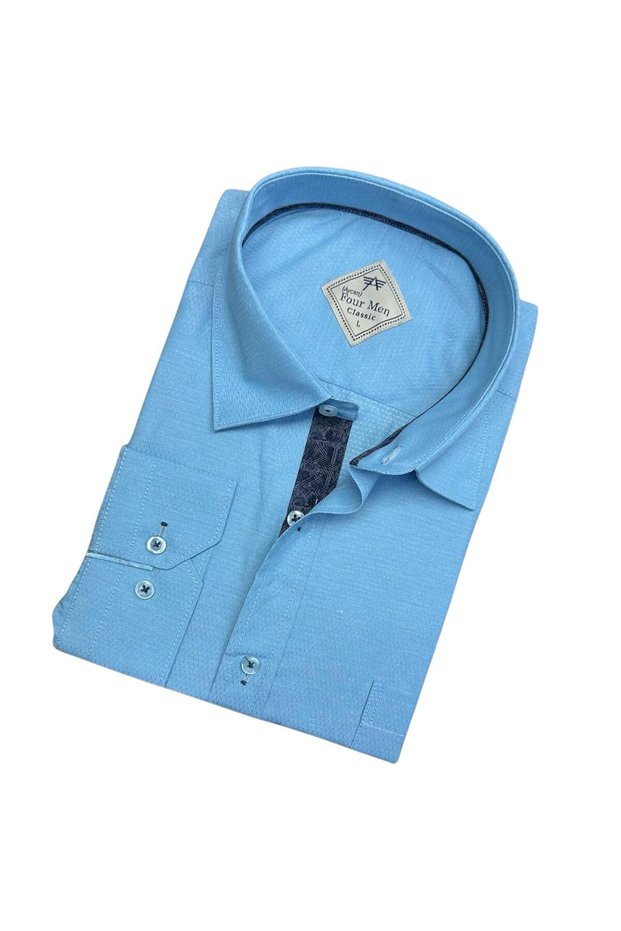 Men's Classic Wide Cut Dobby Long Sleeve Shirt