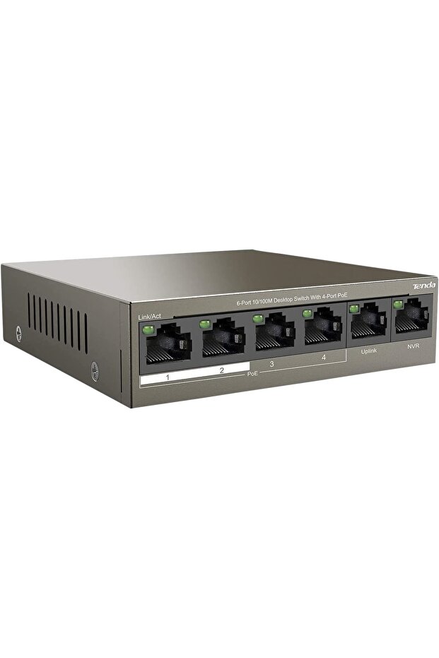 Tenda Tef1106P-4-63W 6 Port 10/100 4 Poe + 2 Uplink 63Watt Non-Managed Switch