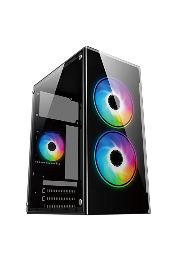 BTX-B350G 350W 2x12 CM RGB FAN ATX 1xUSB2.0/1xUSB3.0 حافظة ألعاب صغيرة سوداء