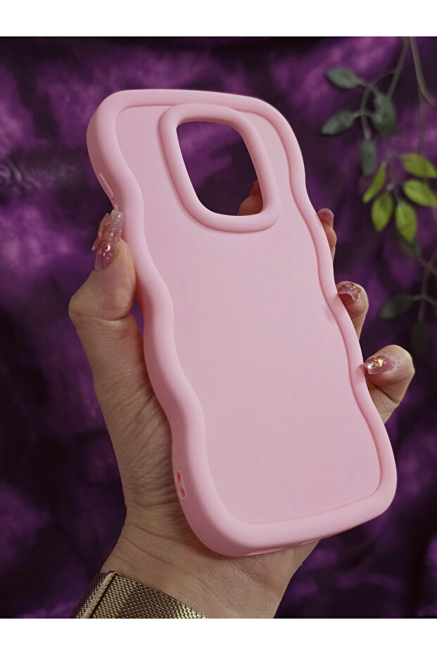 حافظة ريدمي نوت 9 المتوافقة ذات الملمس الناعم والحواف المموجة باللون الوردي البودرة - 2