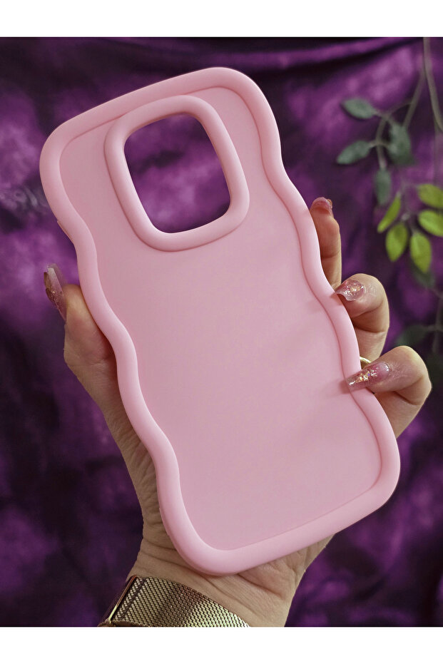 حافظة ريدمي نوت 9 المتوافقة ذات الملمس الناعم والحواف المموجة باللون الوردي البودرة - 3