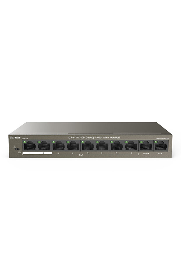 Tenda Tef1110P-8-63W 10 Port 10/100 8 Port Poe 63Watt Unmanaged Desktop Switch