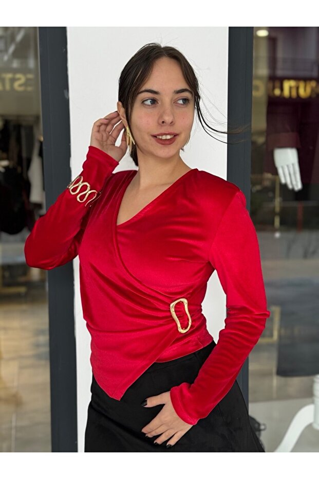 RUBY TOKALI KADİFE BLUZ - 1