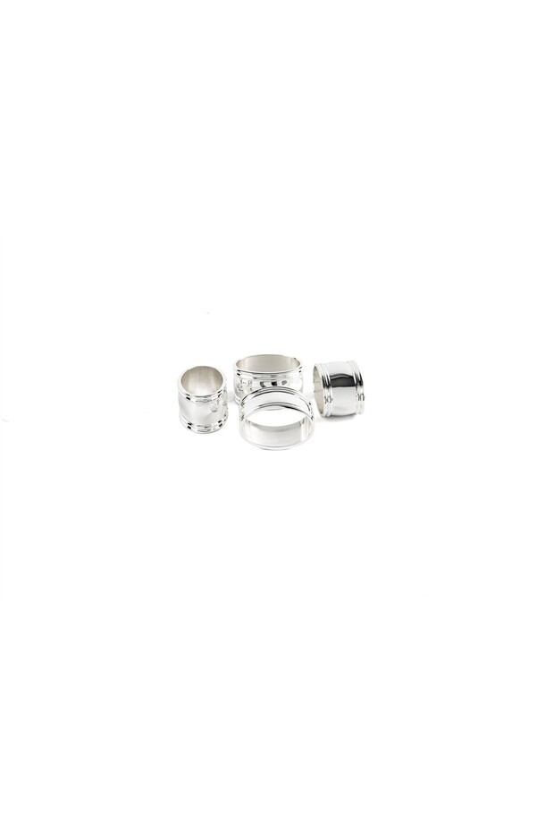 Silver 4-Piece Napkin Ring Oval