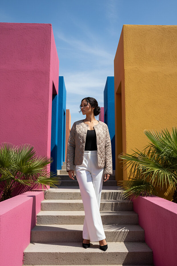 Light Bomber Jacket for Women with two Side Pockets at the front