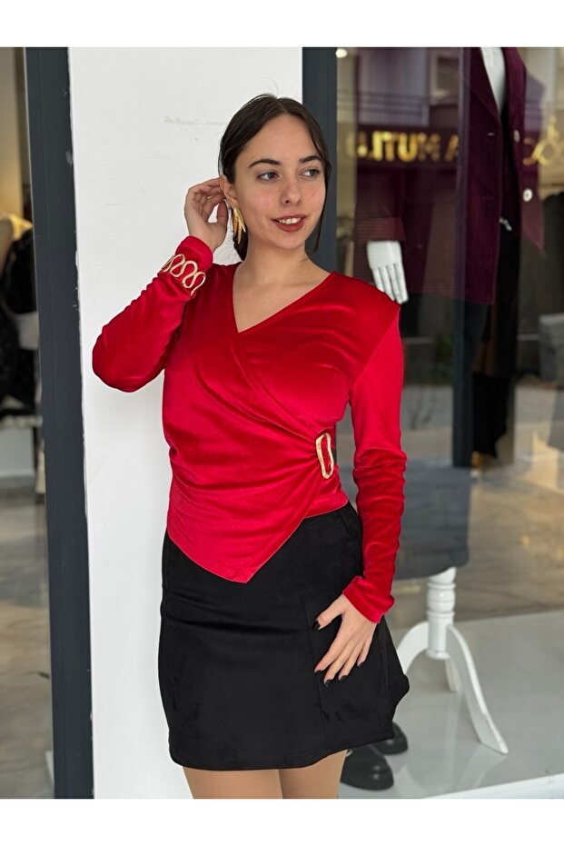 RUBY TOKALI KADİFE BLUZ - 2