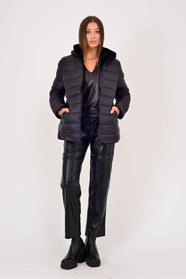 Kadın Çift Taraflı Peluş İthal Mont - 1