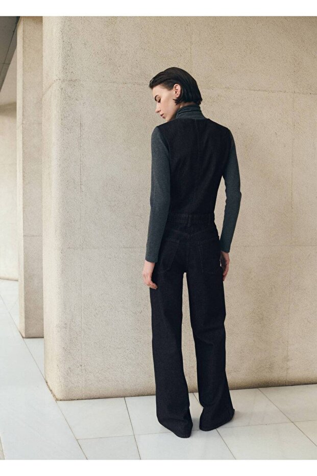 Düğmeli kot tulum - 4