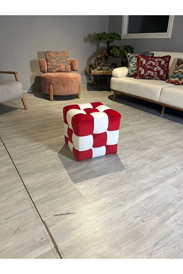 Kırmızı Patchwork puf - 2