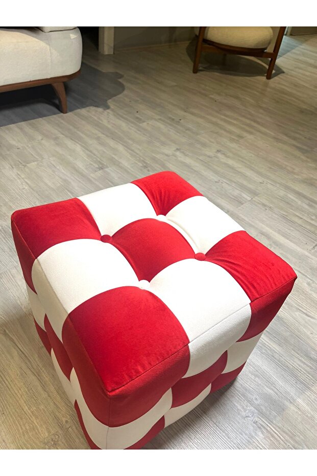 Kırmızı Patchwork puf - 6