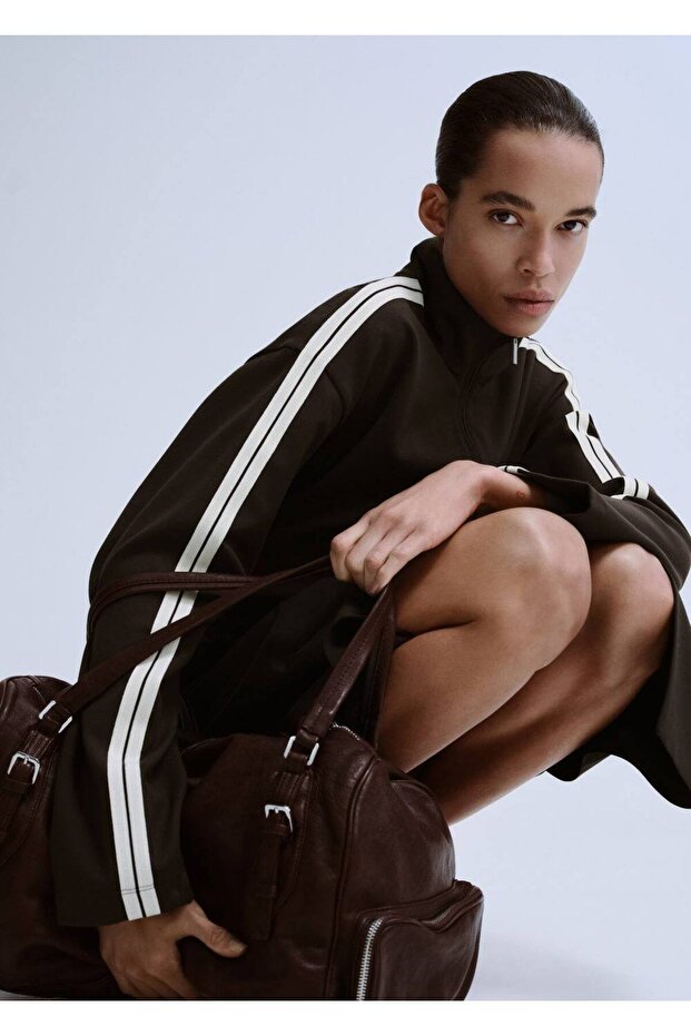 Kontrast çizgili sweatshirt - 6