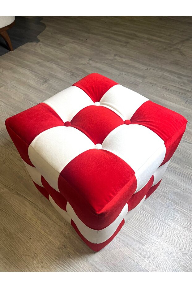 Kırmızı Patchwork puf - 5