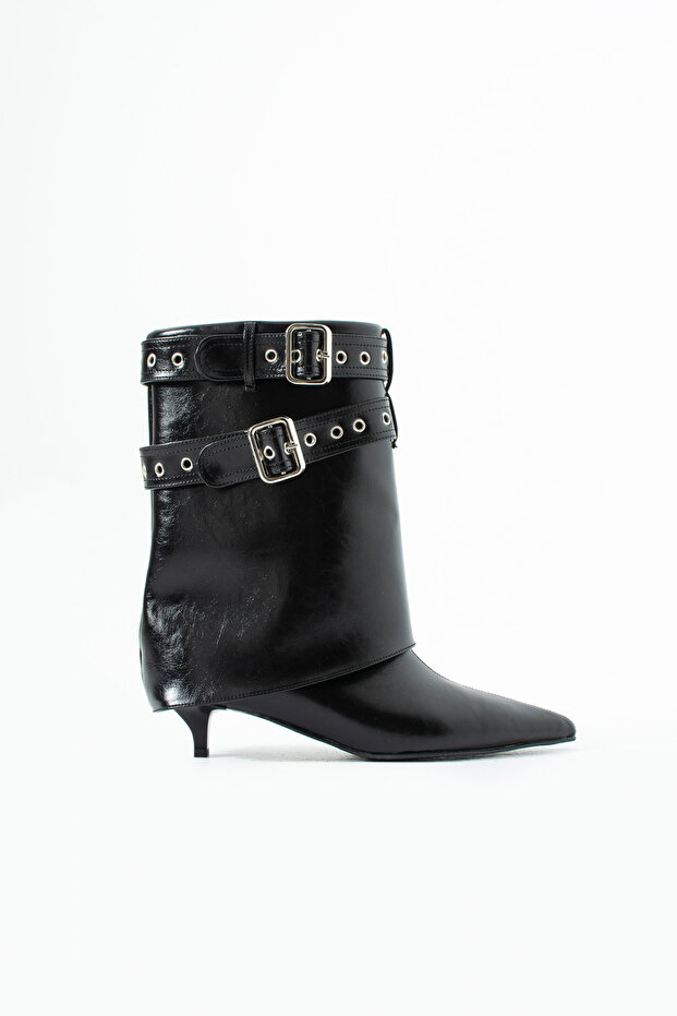 Betty Rustic Black Heeled Boots