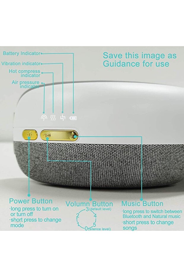 Rechargeable Eye Massager with Heat with Bluetooth (Grey)