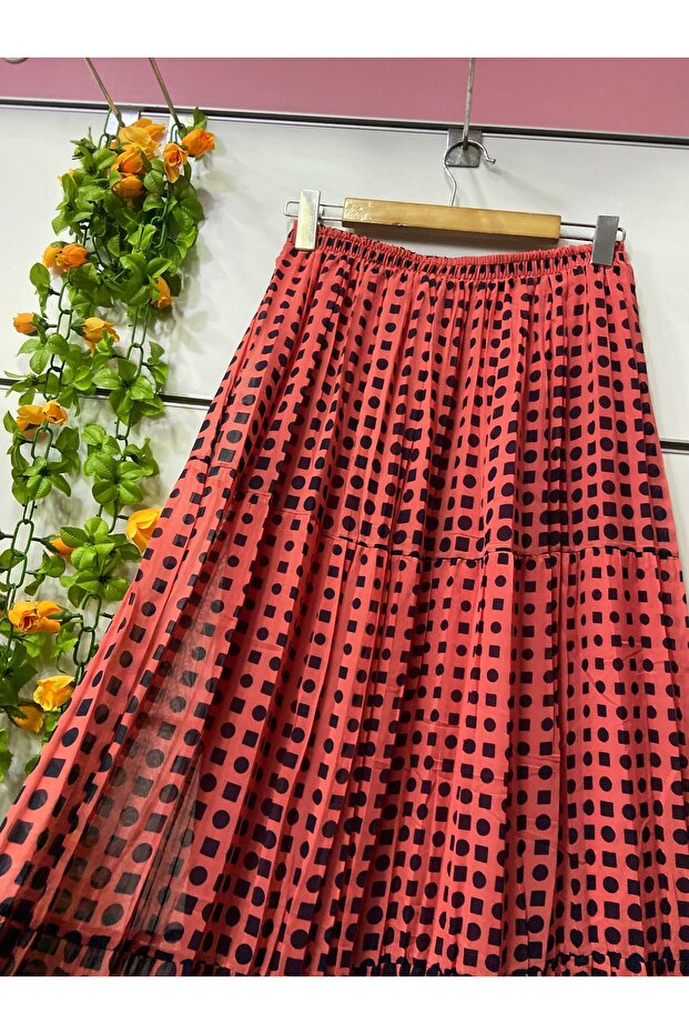 تنورة شيفون منقوشة بثلاث طبقات مع بطانة - 3