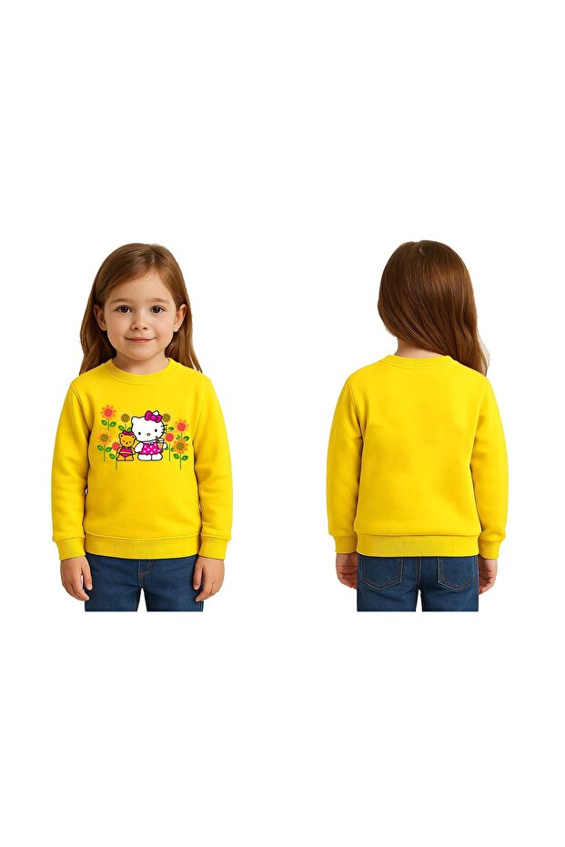 Unisex Hello Kitty Printed Children's Sweatshirt 3 Thread Raised