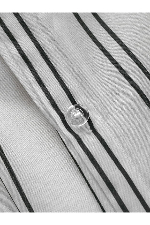 Black Striped Double Duvet Cover Set - 6