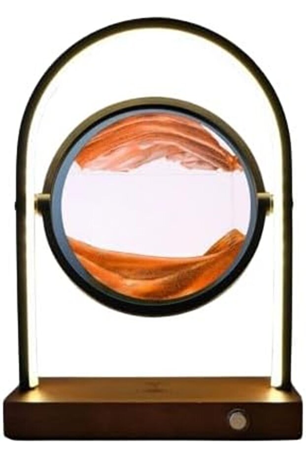 360° Rotatable Quicksand Sand Art with USB Charging, 3-Way Table Lamp
