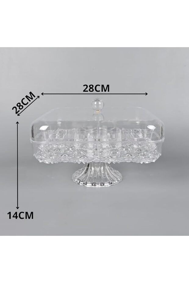 Square Divided Acrylic Nuts Plate with Base - 4