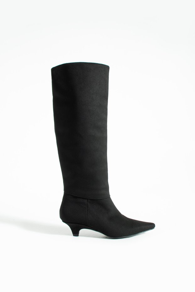 Mira Black Suede Heeled Boots