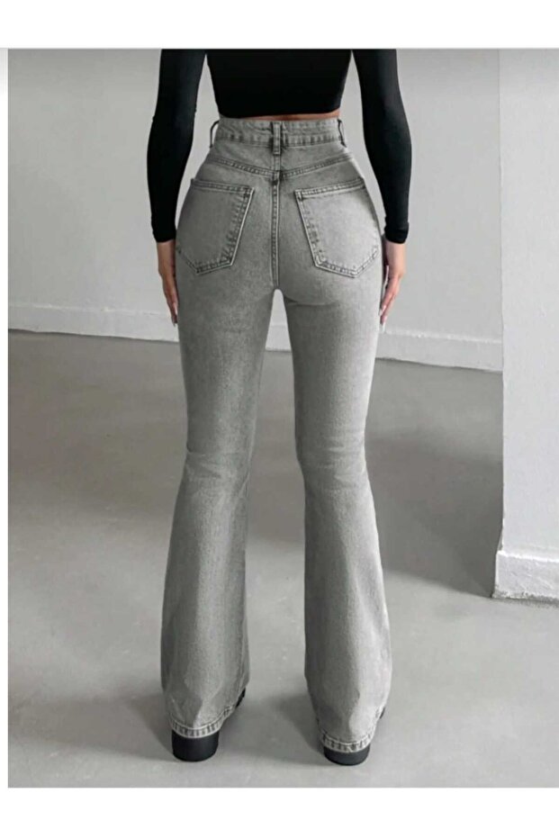 High Waist Lycra Flare Leg Jeans - 4