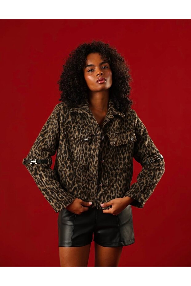 Leopar kaşe ceket - 3