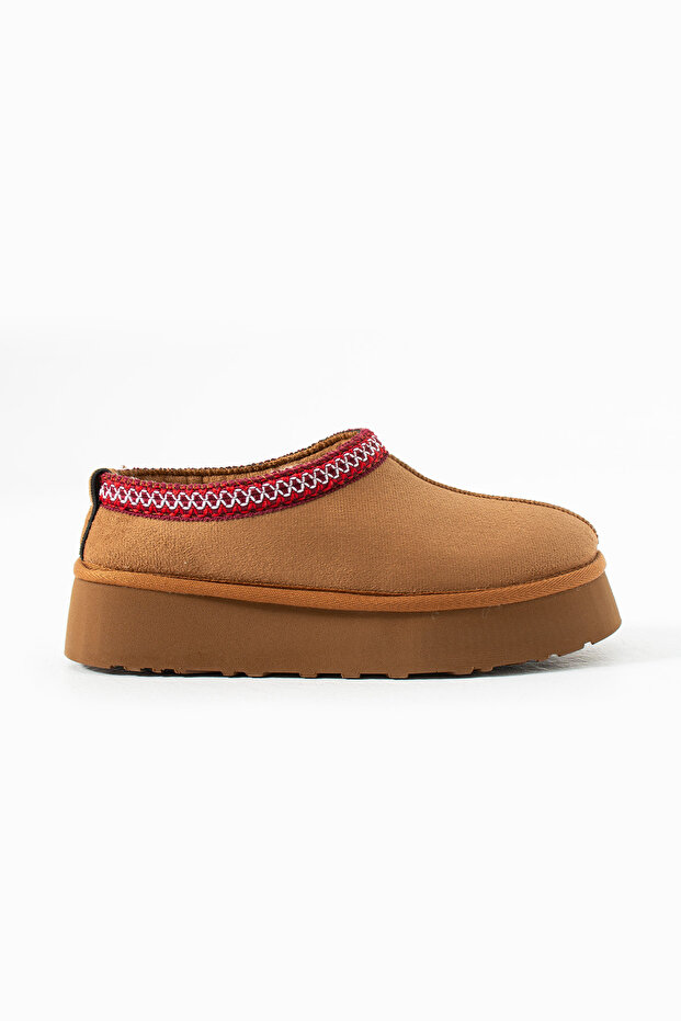 Petite Tan Suede Fur-Lined Sabo Slippers