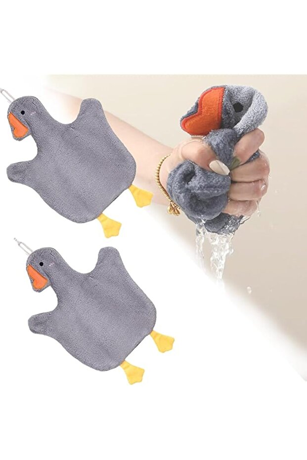 2 Pcs Soft and Cute Duckling Towels, Quick Dry Kitchen Hand Towels for Home, Kitchen, Gym a - 1