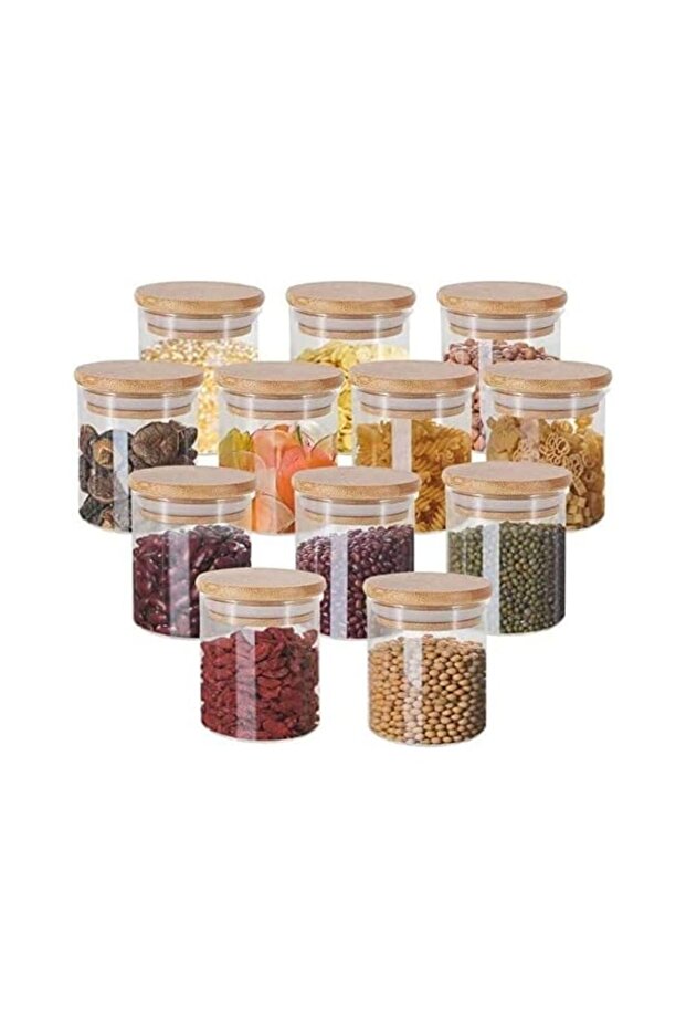 VoiDrop Glass Jars with Bamboo Lids Silicon Ring Set of 10