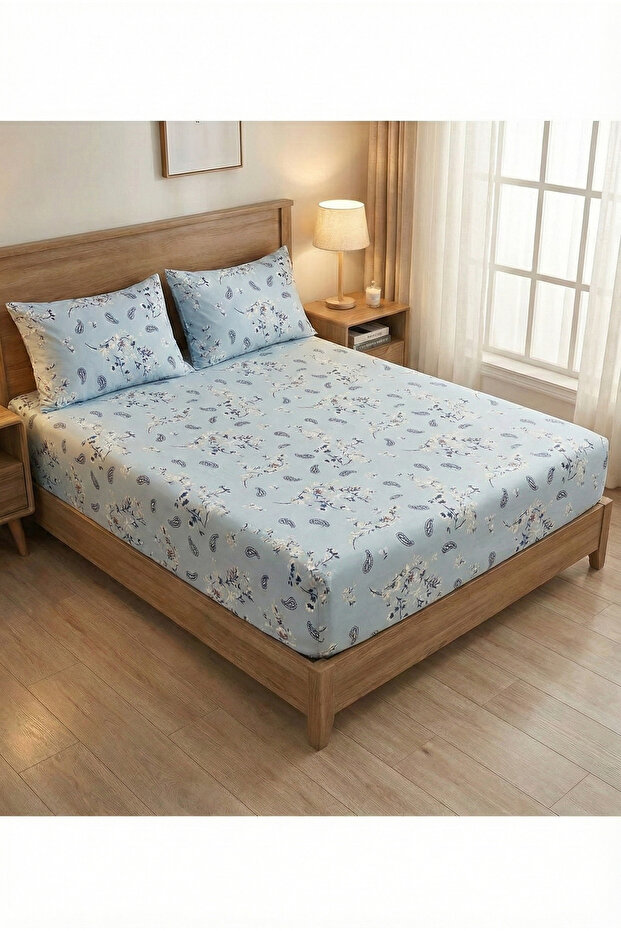 Double Floral Patterned Elastic Sheet Set - 1