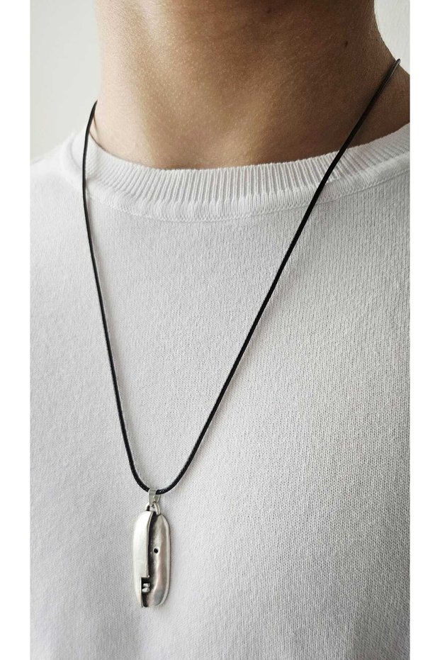Stainless Steel Unisex Mask Medallion Necklace No-1-Silver