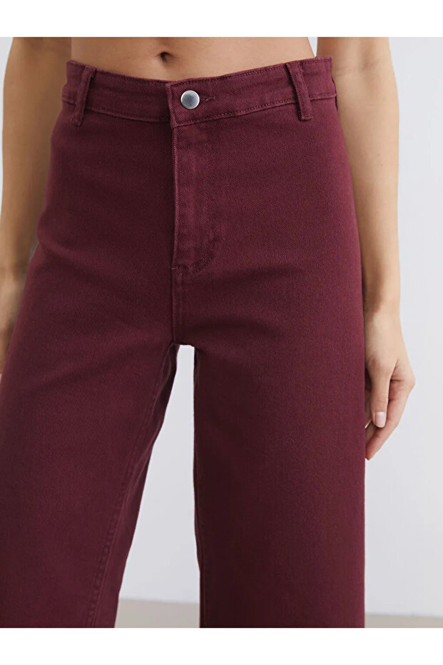 Burgundy Wideleg Women's Jean Pants - 6