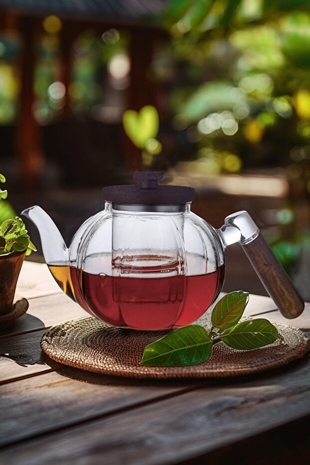 Ellie 1000 ml acacia lid glass teapot