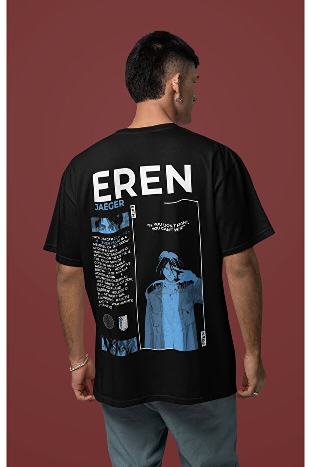 Eren Yaeger Attack on Titan Back Printed Unisex Oversized Character Anime T-Shirt