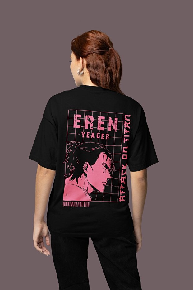 Attack on Titan Back Printed Unisex Oversized Eren Yeager Anime Character T-Shirt