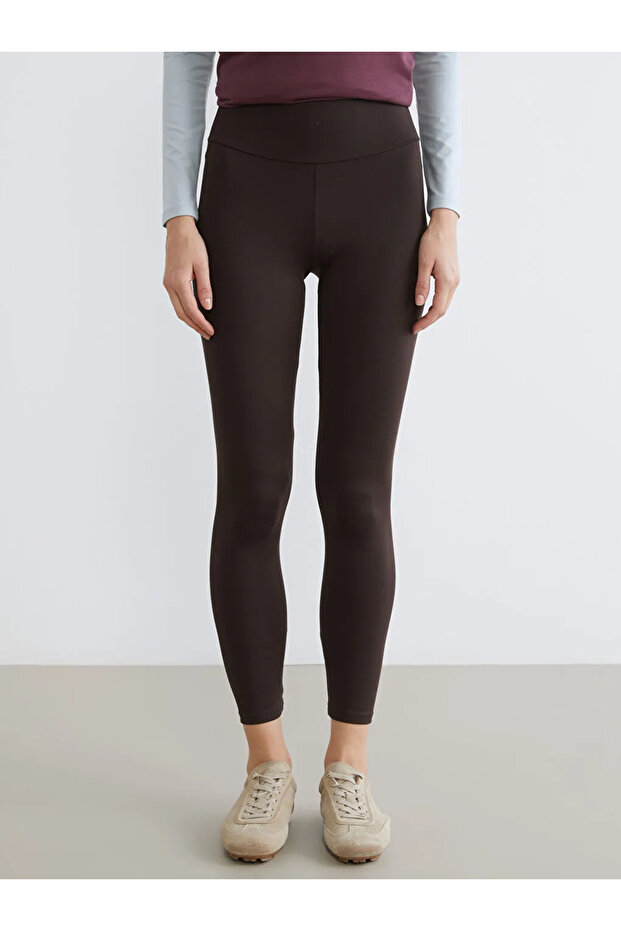 Brown High Waist Shaping / Sculpting Women's Sports Leggings - 6