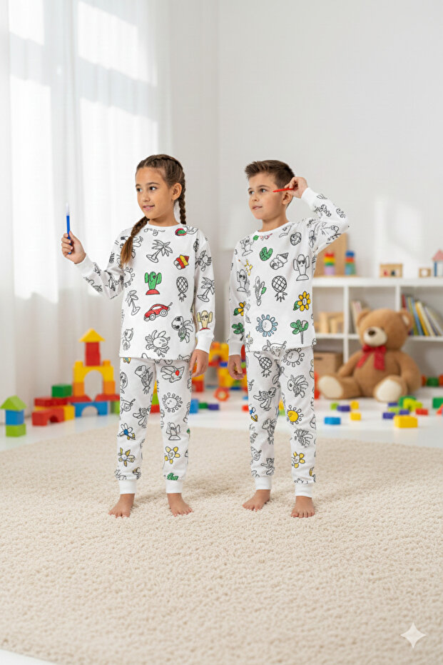 Paintable Children's Pajamas – Educational, Fun, Cotton Pajama Set