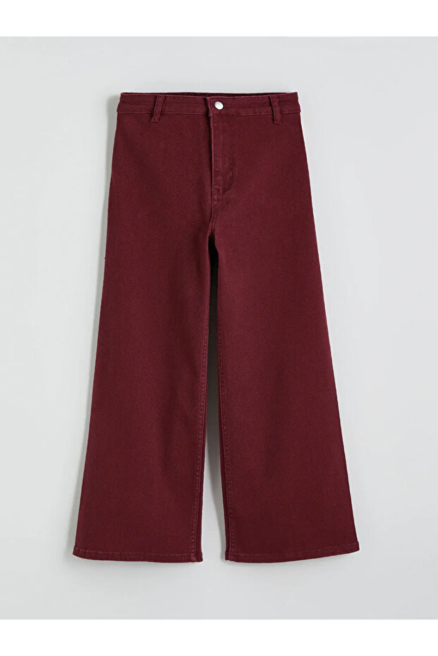 Burgundy Wideleg Women's Jean Pants - 3
