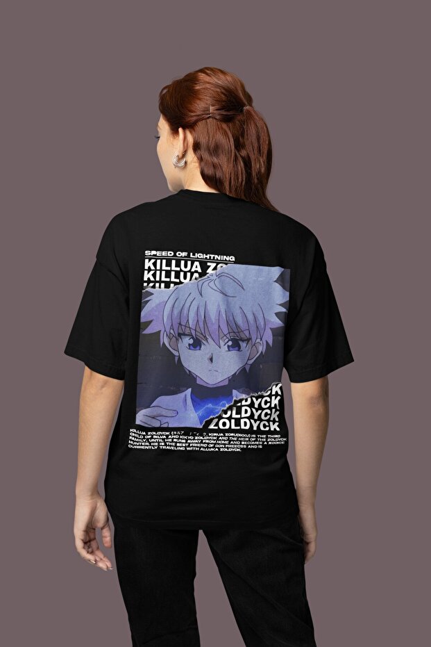 Hunter X Hunter Killua Zoldyck Back Printed Unisex Oversized Anime T-Shirt
